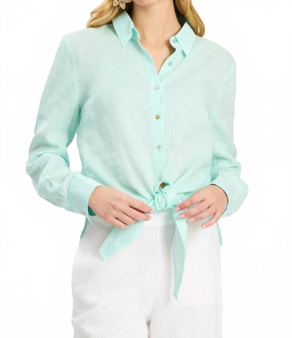NEW TYLER BOE amara linen shirt in bleached aqua